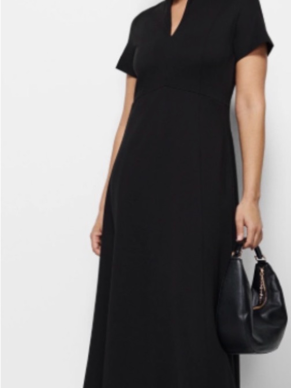 BOGO Dress Joan Vass Women's Black V-Neck Short Sleeve Maxi Dress